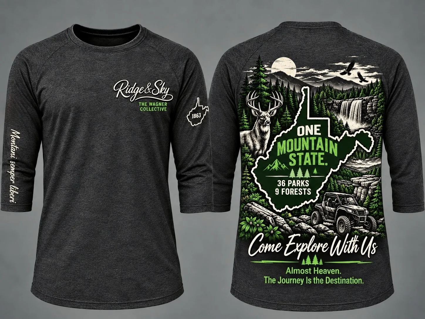 Ridge and Sky One Mountain State apparel concept